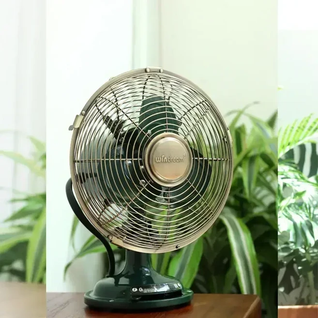 가정 또는 사무실용 진동 헤드와 3가지 팬 속도를 갖춘 220V 빈티지 구리 책상 팬 EW, 16 8  size B, 06 JP