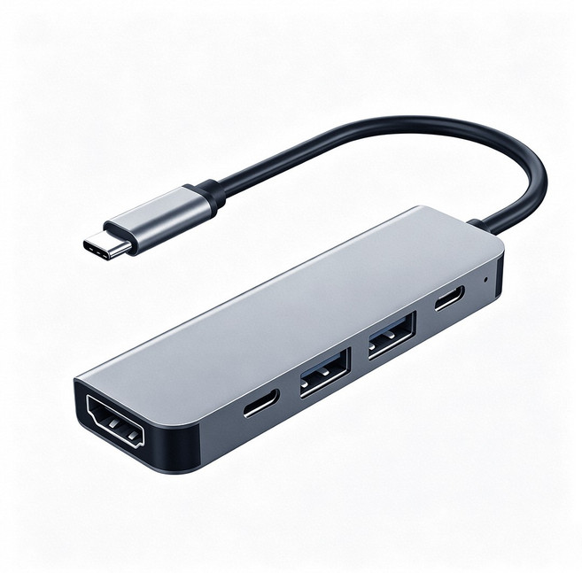 USB-C 멀티허브 HDMI 4K PD100W USB3.0 맥북 노트북 덱스 지원, 1개, 메탈실버