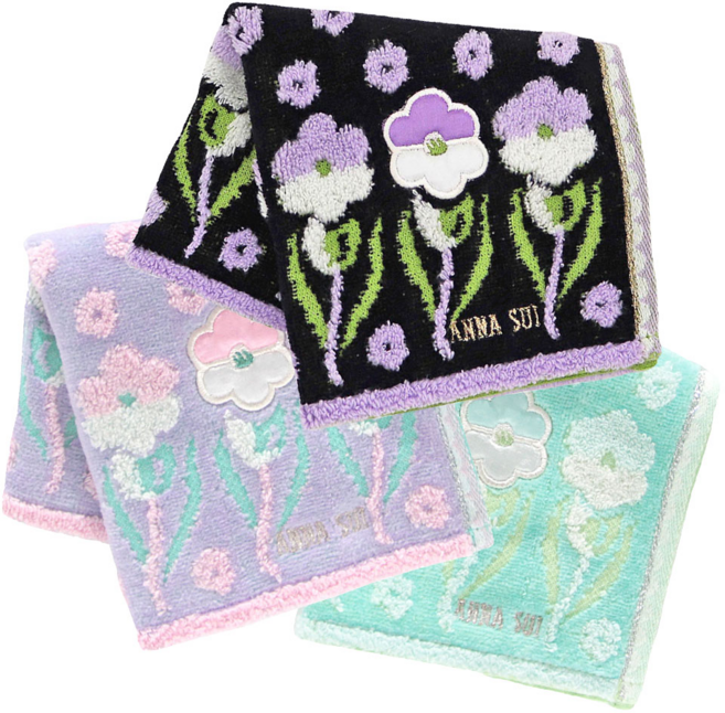 ANNA SUI 안나수이 플라워아플리케 핸드타올 여성손수건