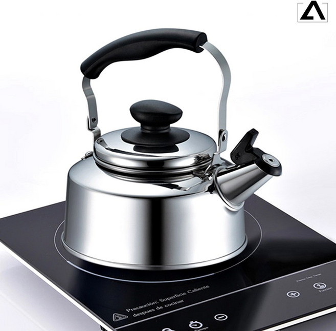 휘슬 주전자 인덕션 차 끓이기 삐삐 소리나는 스텐 주전자 1.7L, 1개, 실버