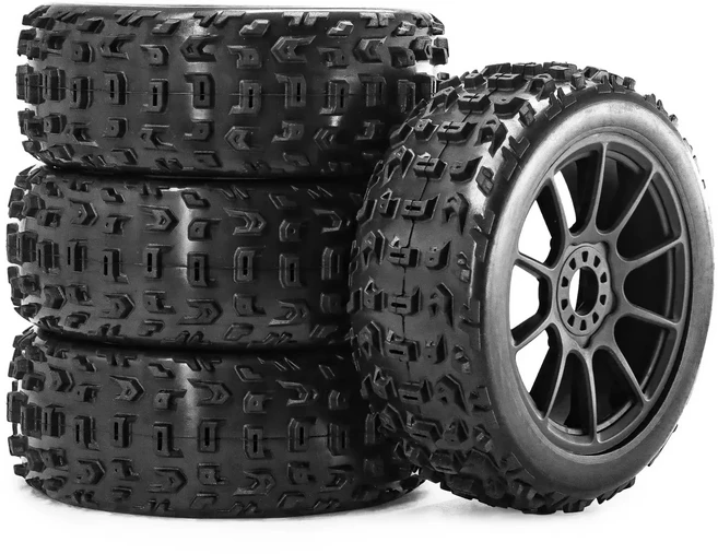 자동차 오프로드 버기 타이어 휠 헥스 타이푼 탈리온 트랙사스 레드캣 팀 로시 쿄쇼 118mm 17mm 4개 1/8 (ARRMA WR8 HSP용), 1개, Black, 상세설명참조