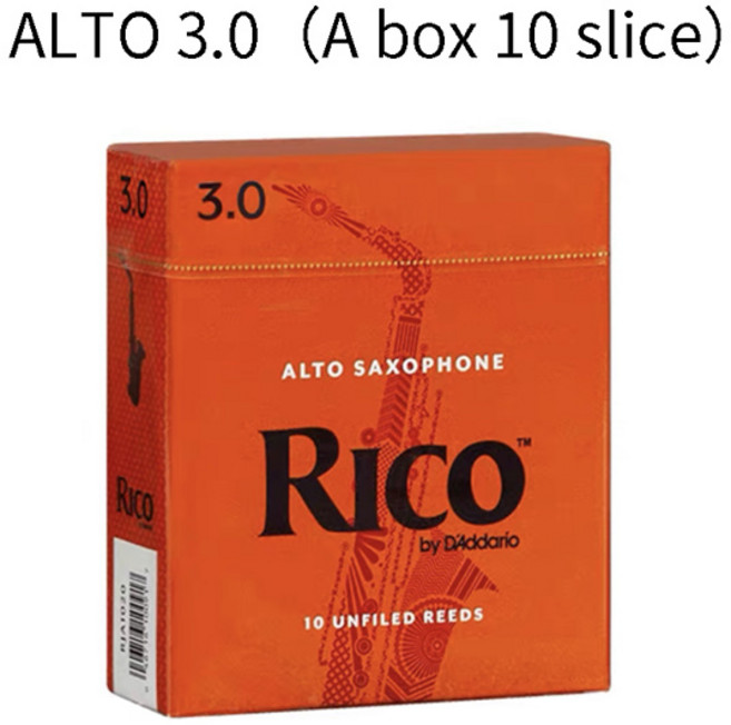 미국 DAddario RICO 오렌지 리드 Eb 알토 바리톤 Bb 소프라노 테너 바리온 색소폰 베이스 클라리넷 클래식, 15 Alto 10 reeds 3.0