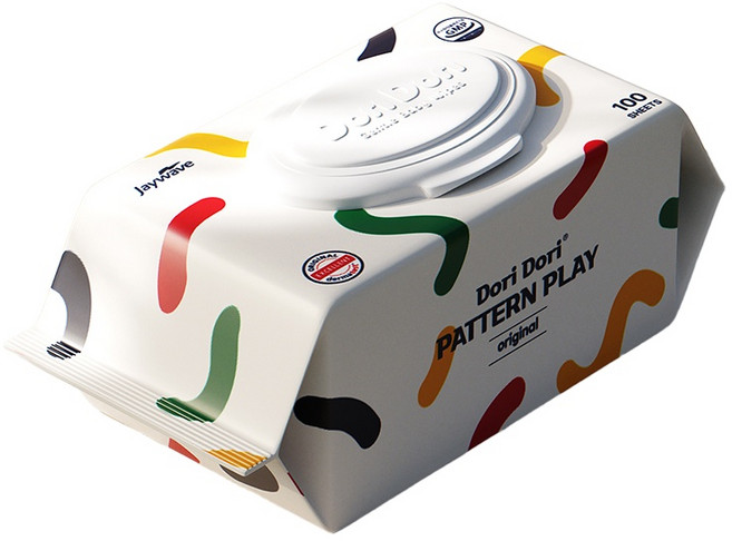 도리도리 패턴플레이 오리지널 물티슈 캡형 100매 10개, 55g