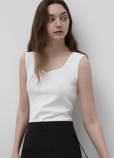 잇미샤 잇미샤 하트넥 슬리브리스 니트탑(ITQ3YPO710)_DG