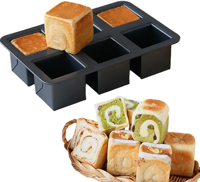 코타 큐브 미니 식빵틀 6구 베이킹틀 실리콘코팅 제과제빵틀 쿠킹 몰드, 1개 - 쿠팡