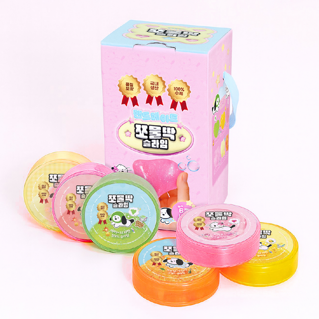 6종 쪼물딱 슬라임 선물세트, 1세트, 1kg, 핑크
