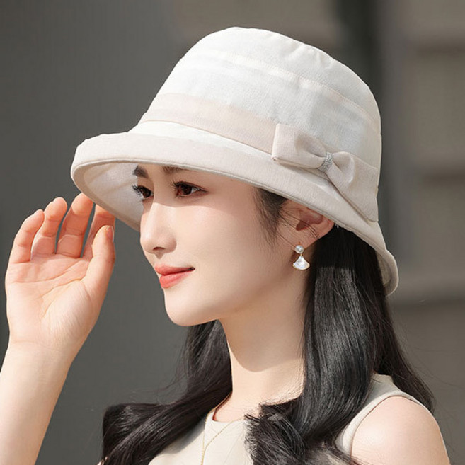 그린코코 중년여성 리본 버킷햇 자외선 차단 썸머햇 엄마 여름모자