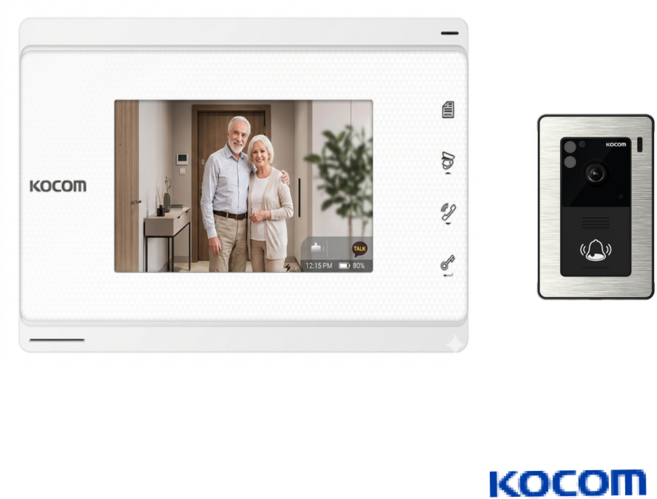 코콤 디지털 7인치 비디오폰 K6B VP-70C 화이트 색상 (도어카메라 포함), 자가설치