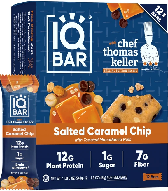 IQBAR 아이큐바 식물성 단백질 바 솔티드 카라멜 칩 12개입 - 쿠팡