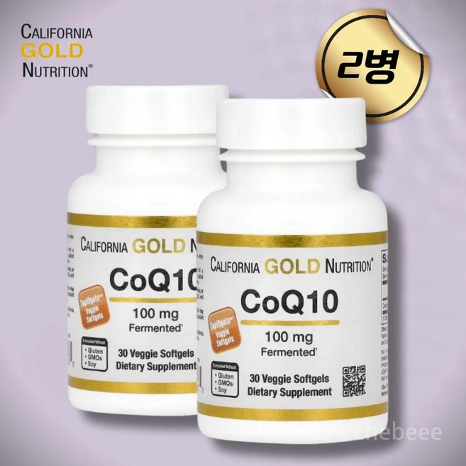 [1+1] CGN 캘리포니아골드뉴트리션 coQ10 USP 100mg 30 베지 소프트젤 코엔자임큐텐 코큐텐 큐텐 고약사 약들약 2개, 30정 - 쿠팡
