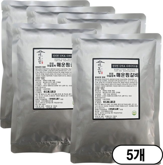 [세모정]마늘듬뿍 매운찜갈비, 5개, 600g