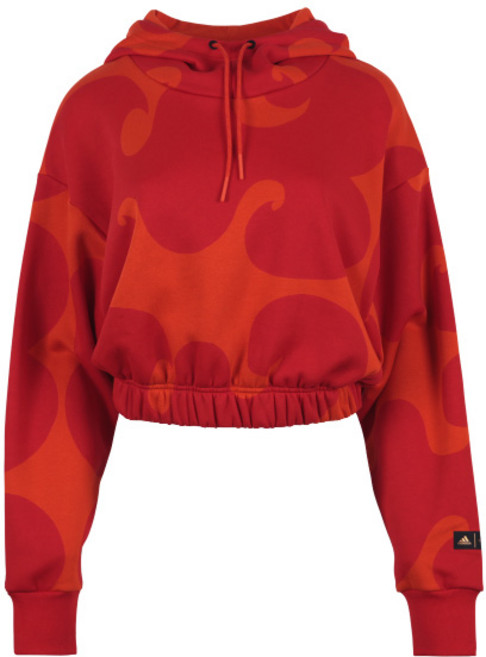 아디다스 여성 마리메꼬 기모 크롭 후드 티셔츠 HJ7306