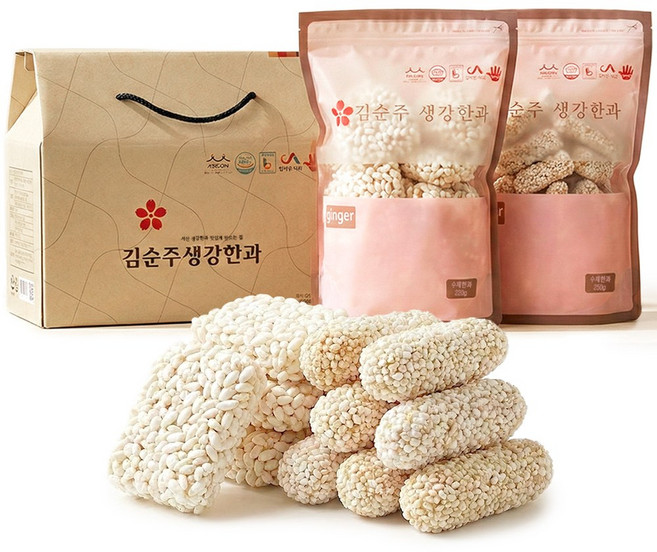 스마일청년 서산생강한과 김순주 답례품 선물세트 유과 산자, 1박스, 500g