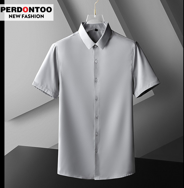 【抗皺免燙】男士短袖襯衫 商務襯衫 正裝襯衫 工裝襯衫 冰絲面料 高級感白色 夏季通勤 職業工裝