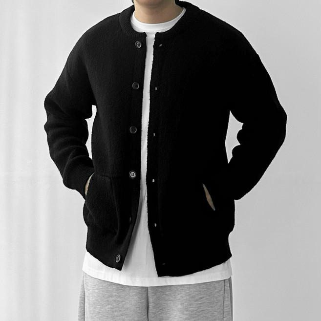 다이나믹피플 남자 포켓 오버핏 긴팔 니트 라운드 가디건