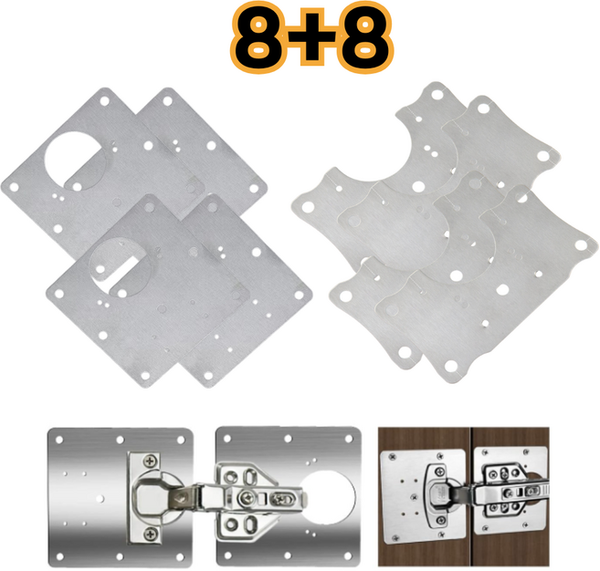 슬로우믹스 경첩 보강 판 플레이트 가구 장농 사각 스텐 싱크 수리 문짝, 16개