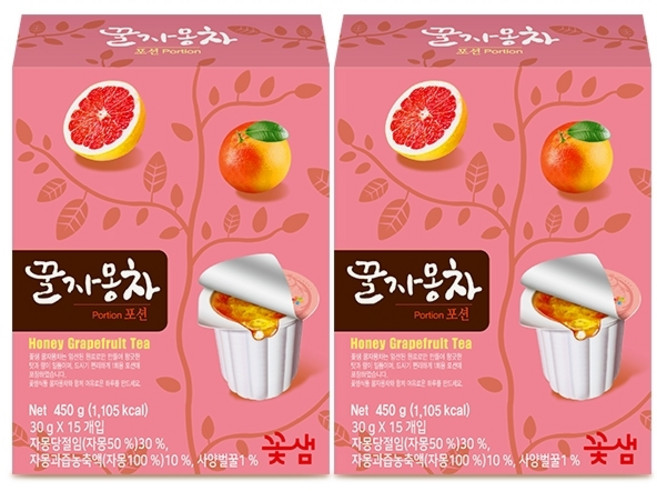 꽃샘식품 꽃샘 꿀자몽차포션, 30g, 15개입, 2개