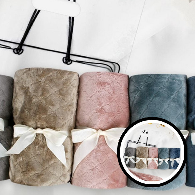 플란넬 자카드 극세사 무릎담요 70x100 + 쇼퍼백 set 선물 극세사담요 기념품