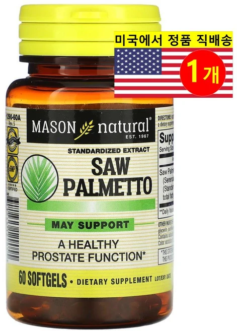 Mason Natural 쏘팔메토 추출 160mg Saw Palmetto, 60정, 1개 - 쿠팡