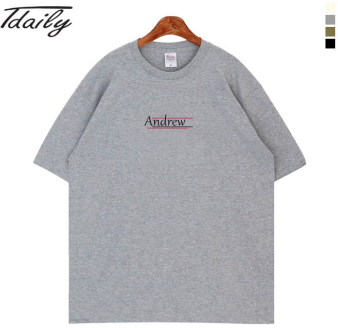 티데일리 남여공용 앤드류 오버핏 17수 반팔 라운드 티셔츠 (M~3XL) 반소매