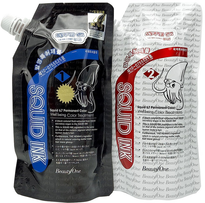 웰빙 오징어 먹물 염색약 염색/새치/흰머리, 1N 딥블랙, 1개