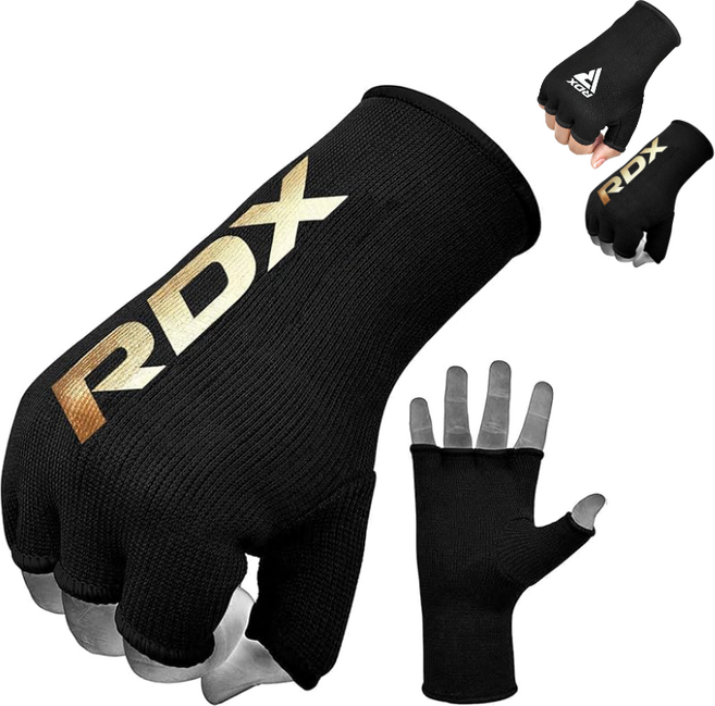 링사이드코리아 RDX 이너 복싱핸드랩 / 목장갑 대체 겔없음 mma 이지핸드랩 1쌍, 1세트, 골드/블랙
