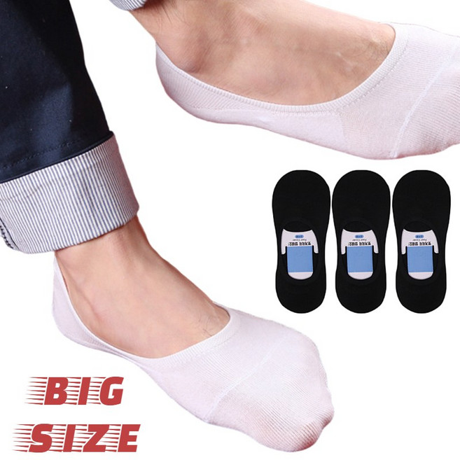 290-330mm 빅사이즈 덧신 왕발 남성용 페이크삭스 안벗겨지는 양말 대형 3켤레