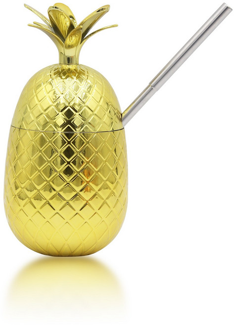 감성 맥주잔 특이한 맥주컵 2025 500ML 파인애플 컵 텀블러 플라스틱 칵테일 마시는 와인 그릇 머그잔 맥주 바 도구, [02] Gold