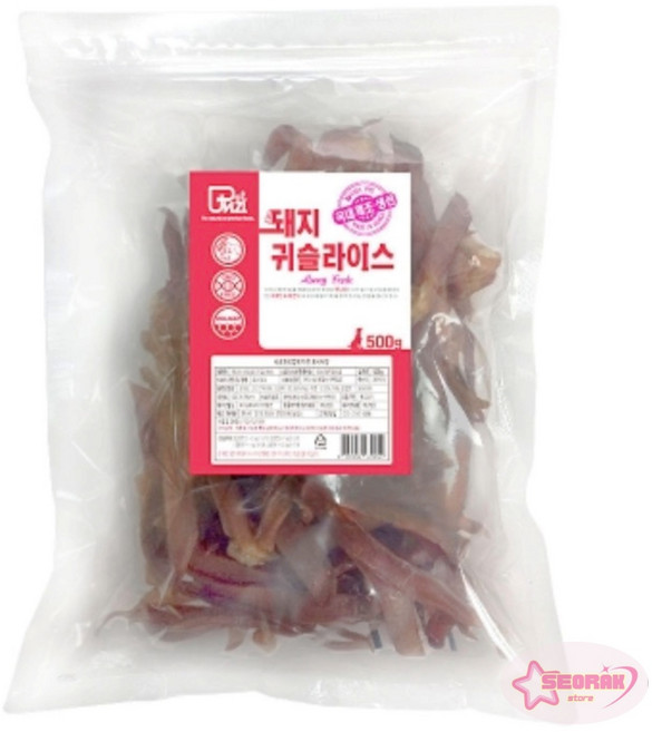 서락 펫나라 국산 돼지 귀 슬라이스 500g 국산간식, 1개