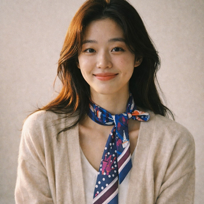 방도 쁘띠 스카프 실키 슬림 롱 헤어 가방 핸들 포인트 미니