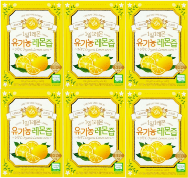 홀베리 1일 1레몬 유기농 레몬즙, 홀베리 유기농 레몬즙 6박스 (14포 x 6박스) 레몬