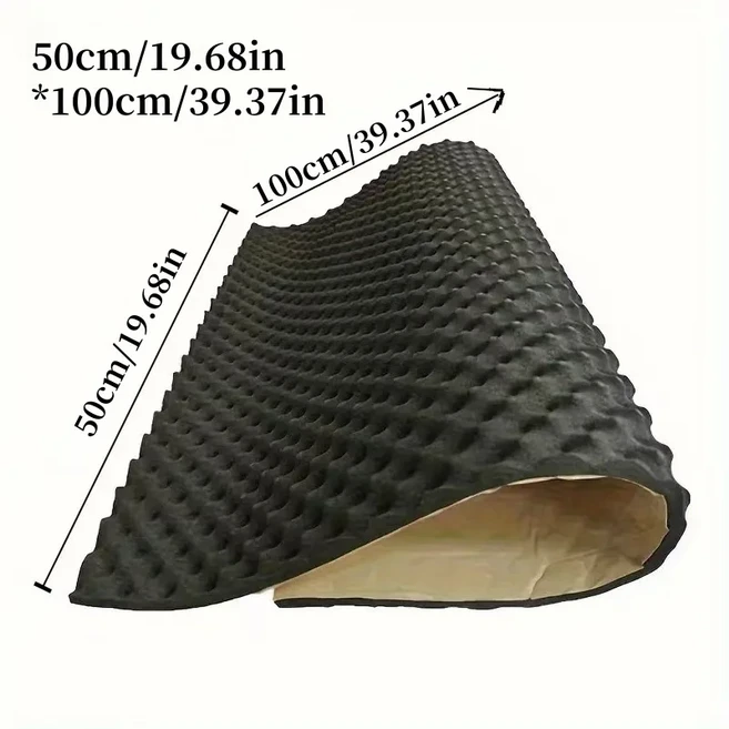 자동차 소음 차단용 자가 접착 방음 면 고밀도 폼 물결형 충격 흡수 단열 패드 소재, 01 100x50CM