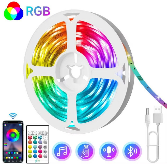 TV Led 조명 동기화 음악 제어 색상 변경 백라이트 RGB 스트립 55 65 인치 게임 홈 장식, 01 RGB, 07 7 메터