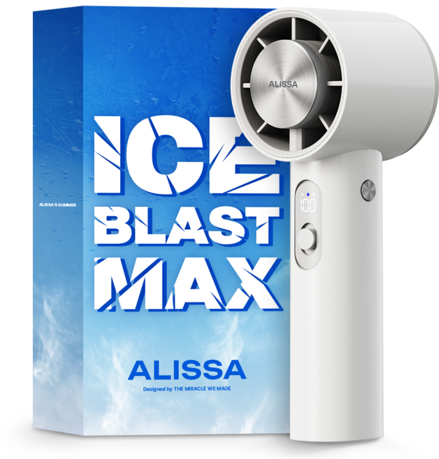 알리사 100단 ICE BLAST MAX 휴대용 선풍기 손 냉각 핸디 미니 핸드 급속 에어컨 무선 냉풍기, 화이트, APF02