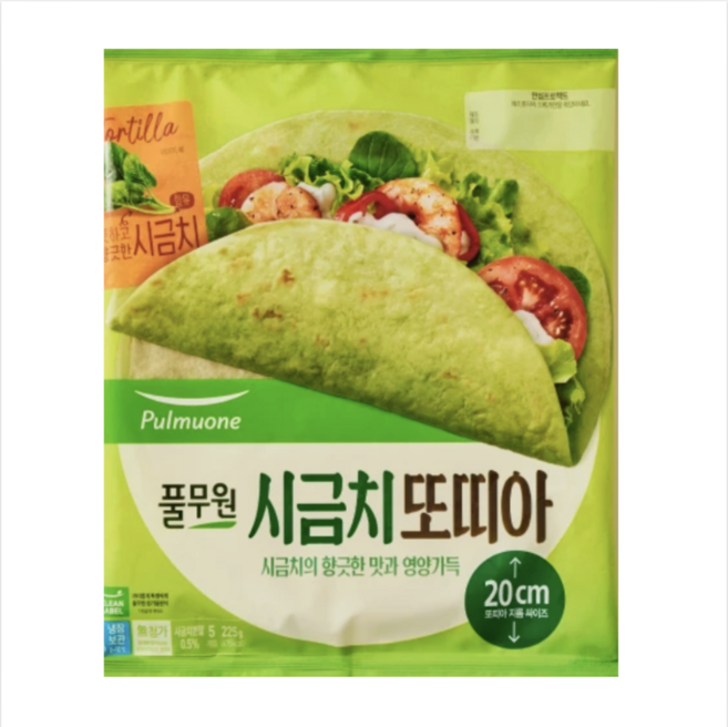시금치 또띠아 20cm, 옵션 x 2개, 225g, 2개