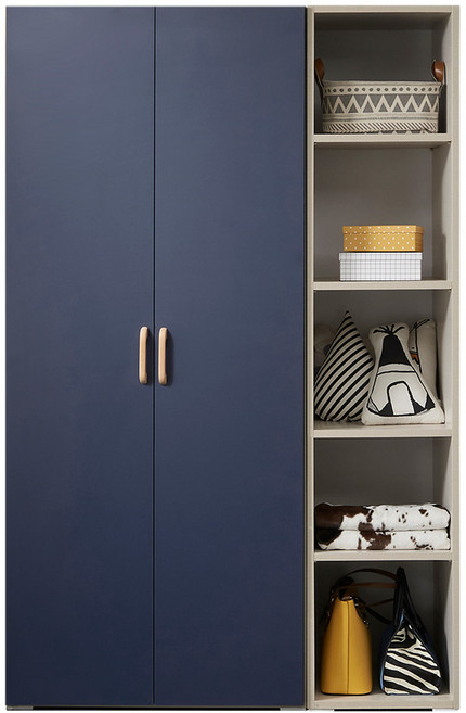 [케이컴퍼니본사] LPM 이음1200장롱세트DS(긴문장+400오픈선반장), 네이비