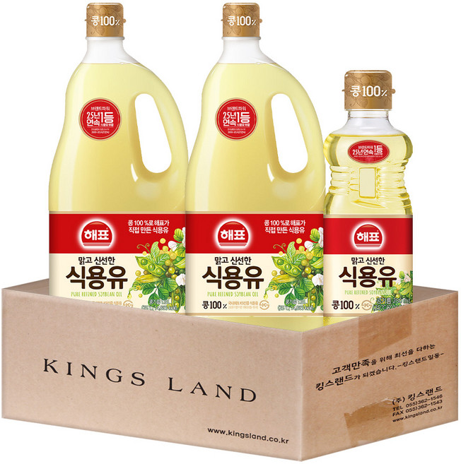 해표 식용유 콩기름 1.8L 2개 +해표 식용유 콩기름250ml, 1세트