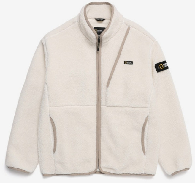 [국내매장판] 내셔널지오그래픽 세미 오버핏 플리스 풀집업 아이보리 후리스 뽀글이