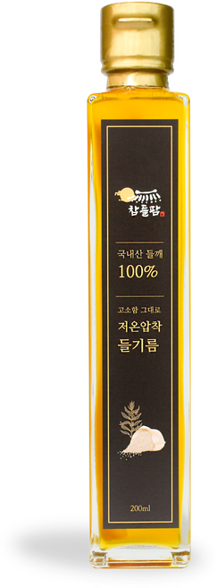 참들팜 저온압착 고소한 국내산 통깨 100% 들기름 200ml, 1개