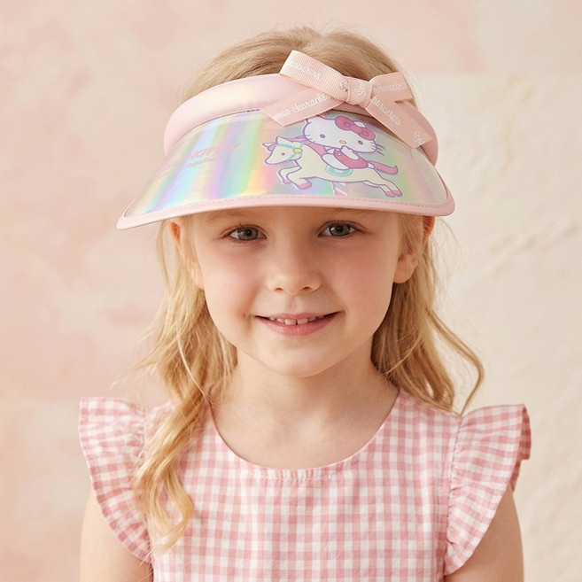 코지24 산리오 헬로키티 리본 썬캡 모자 샤인 썬햇 햇빛가리개 아동 어린이 키즈 선캡 여름 물놀이 나들이 소풍 가벼운 경량 챙모자 조카 선물