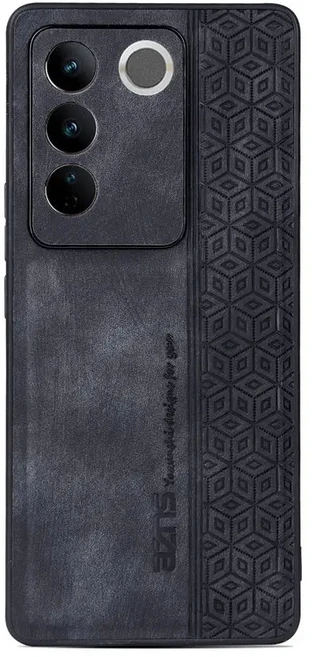 VIVO V27 Pro 케이스용 엠보싱 가죽 레트로 충격 방지 V25 V29 슬림 커버, 07 Vivo V29, 05 검정색