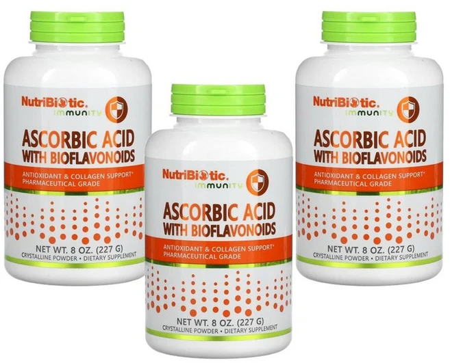 NutriBiotic 아스코르빈산 비타민C 2000mg 파우더 (227g) x3팩 - 쿠팡