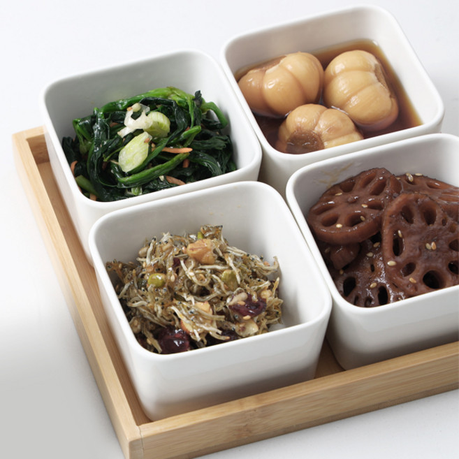 나눔접시 세트 반찬그릇 디저트접시 나눔찬기, 정사각4구, 1세트