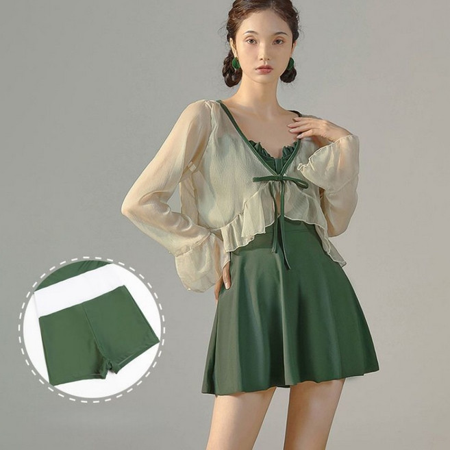 여성 투피스 모노키니 수영복 비키니 수영복 BY-D-03, 그린