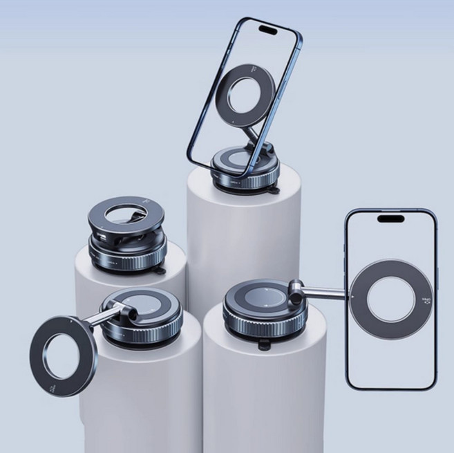 리디아 맥세이프 진공흡착 차량용 360도 회전거치대, 1개, 블랙