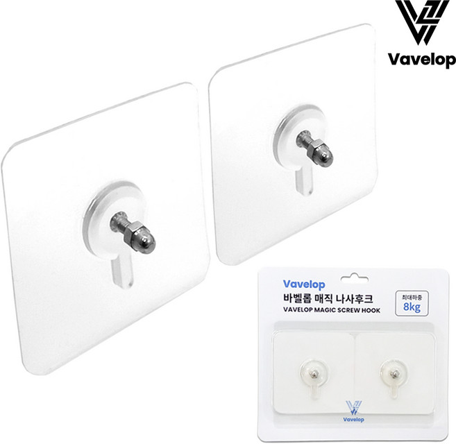 바벨롭 무타공 접착식 나사 매직후크 고정나사 매직볼트 1set 2개