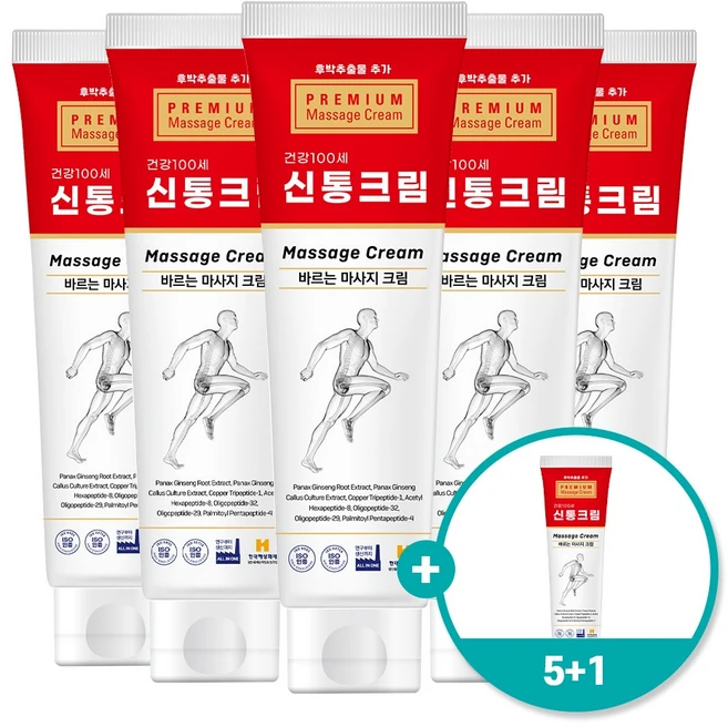 신통크림 5+1 6개 바르는 한방크림 근육통 신경통 허리통증 마사지크림, 1개 - 쿠팡