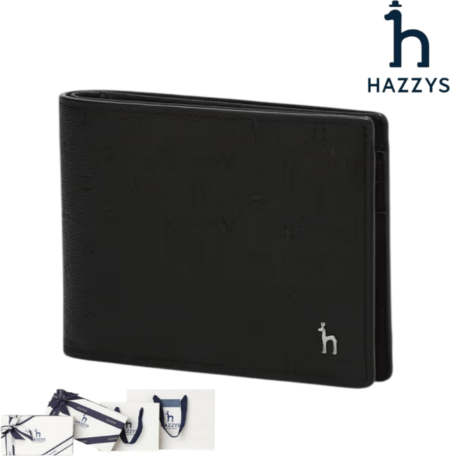 백화점발송 헤지스 남성 GOLDEN LANE 블랙 음각패턴 소가죽 슬림 반지갑