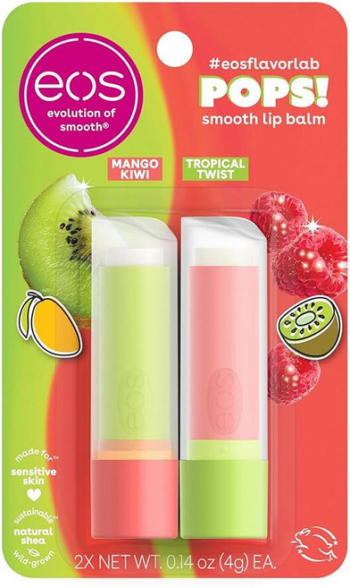 Eos Flavorlab Pops! 립밤 - 망고 키위 & 트로피컬 트위스트 한정판 4g(0.14온스) 2팩 212718