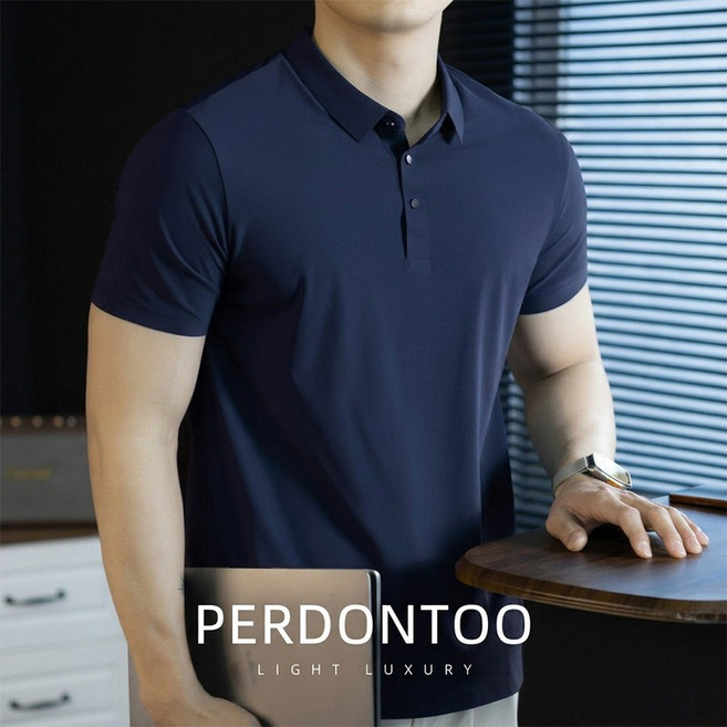 남성 슬림핏 구김없는 반팔티 비즈니스 캐주얼 티셔츠